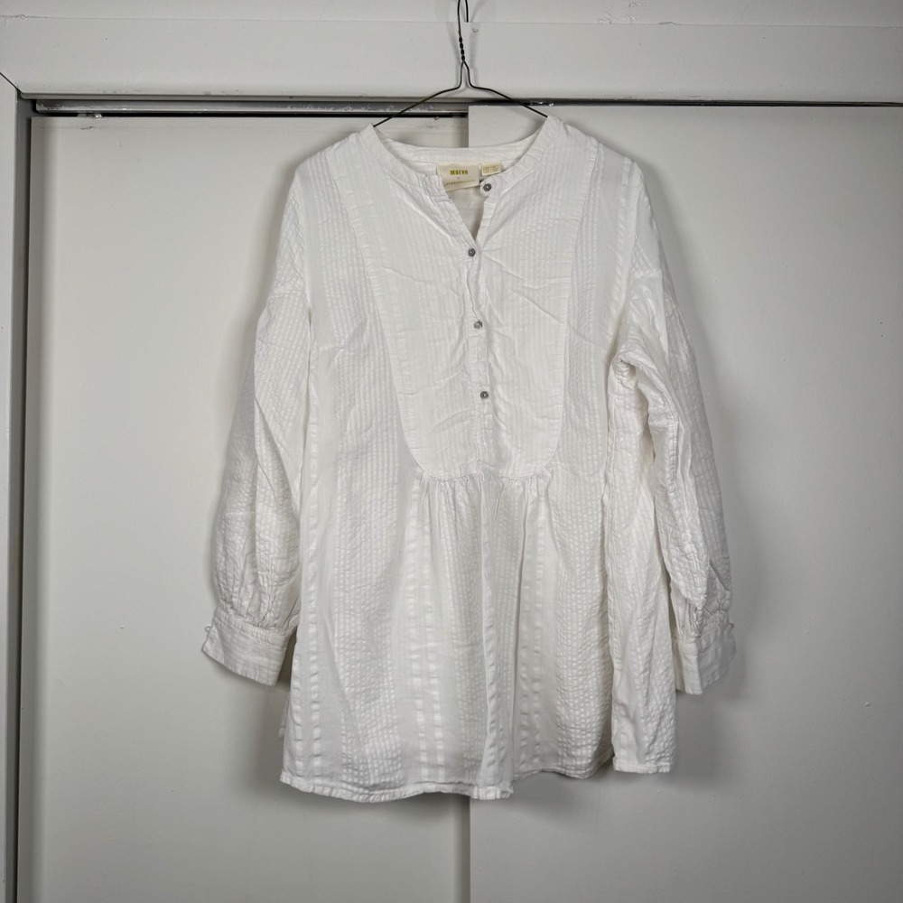 Maeve Anthropologie White Smocked Peasant Tunic Top Cottagecore Ren Faire 18W